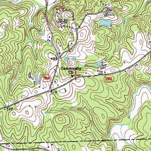 Topographic Map of Community Church, NC