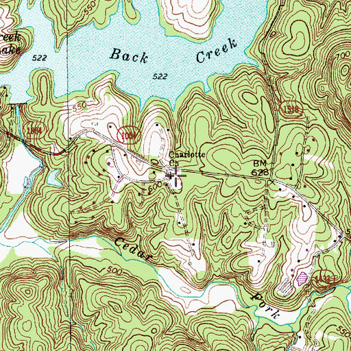 Topographic Map of Charlotte Church, NC