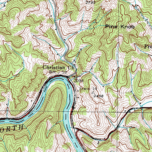 Topographic Map of Christian Church, NC
