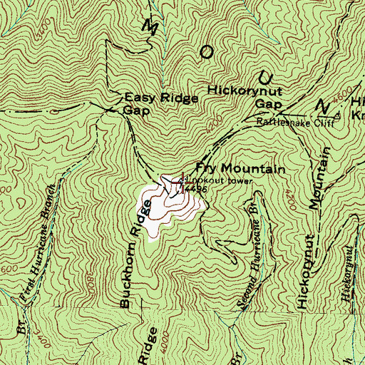 Topographic Map of Frye Mountain Lookout, NC