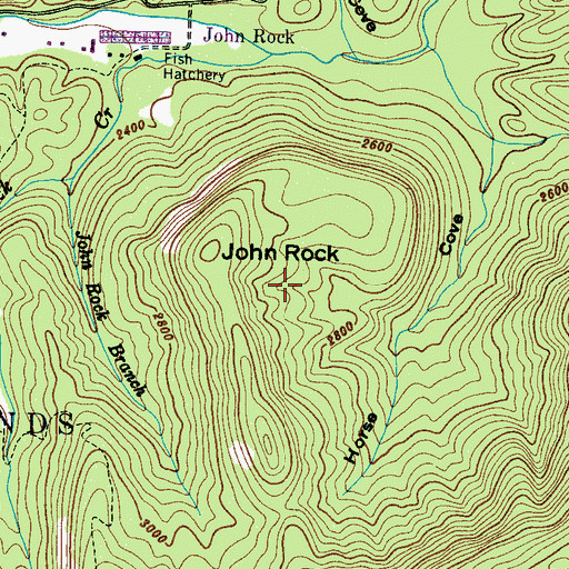 Topographic Map of John Rock Scenic Area, NC