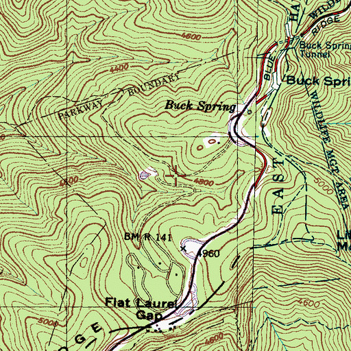 Topographic Map of Mount Pisgah Recreation Site, NC