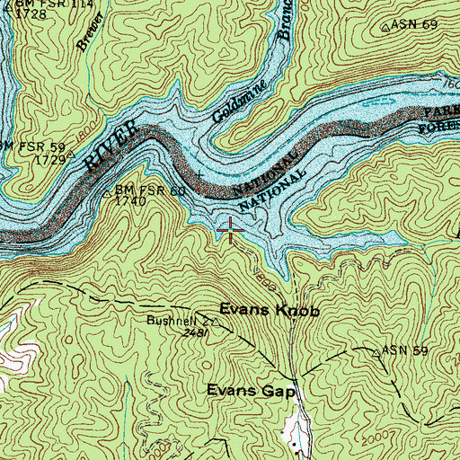 Topographic Map of Flat Branch Launch Site, NC