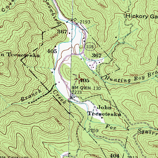 Topographic Map of John Teeseteska 367,404,405 Land Tract, NC