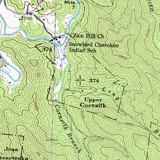 Topographic Map of Upper Cornsilk 374 Land Tract, NC