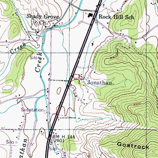 Topographic Map of Jonathan, NC