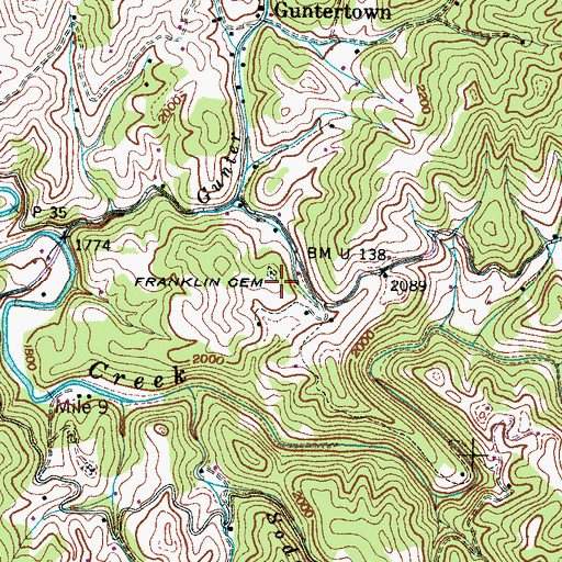 Topographic Map of Franklin Cemetery, NC