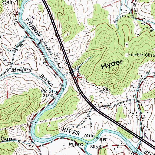 Topographic Map of Faith Church, NC