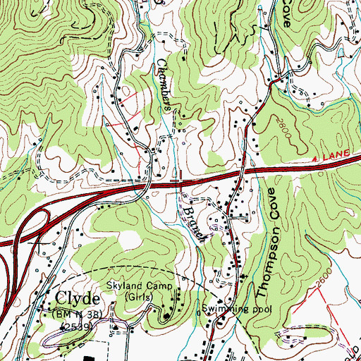 Topographic Map of Chambers Cove, NC