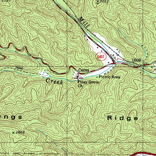 Topographic Map of Piney Grove Church, NC