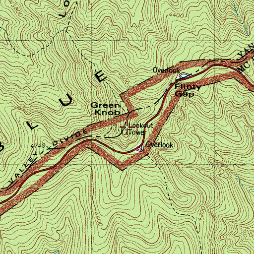 Topographic Map of Green Knob, NC