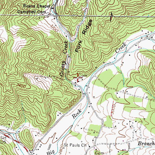 Topographic Map of Campbell Cemetery, NC