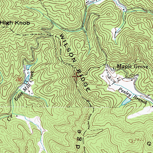 Topographic Map of Grassy Knob, NC