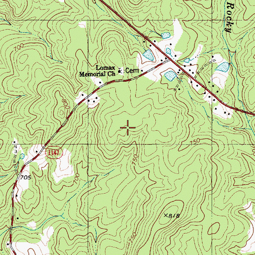 Topographic Map of Lomax Memorial Church, NC