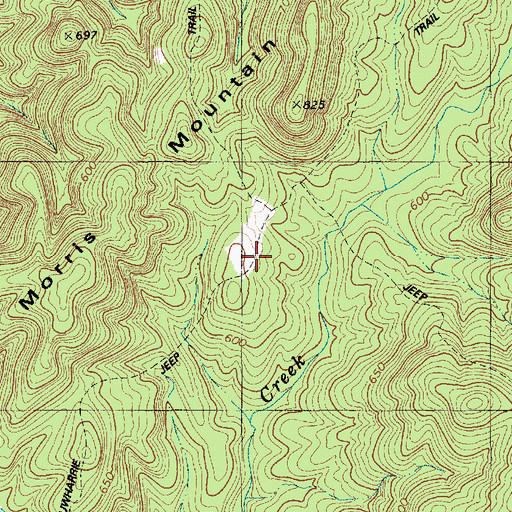 Topographic Map of Uwharrie Jeep Trail, NC