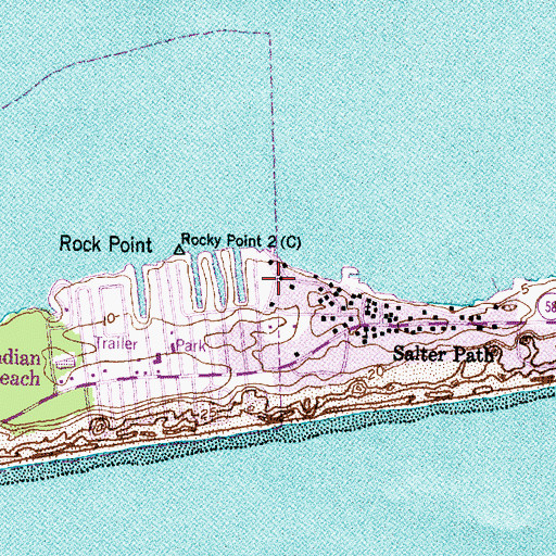 Topographic Map of Indian Beach, NC