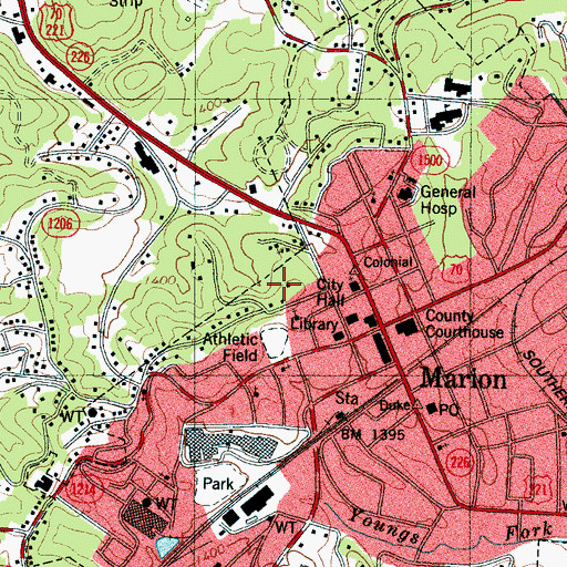 Topographic Map of Grandfather Ranger District Office, NC