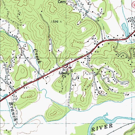 Topographic Map of Liberty Church, NC