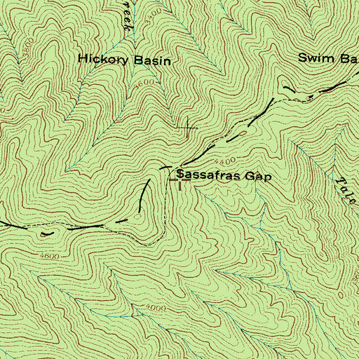 Topographic Map of Sassafras Gap Recreation Site, NC
