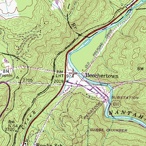 Topographic Map of Nantahal River Launch Site, NC
