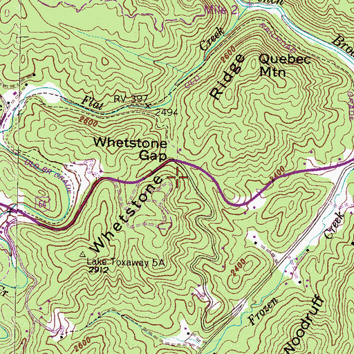 Topographic Map of Whetstone Ridge, NC