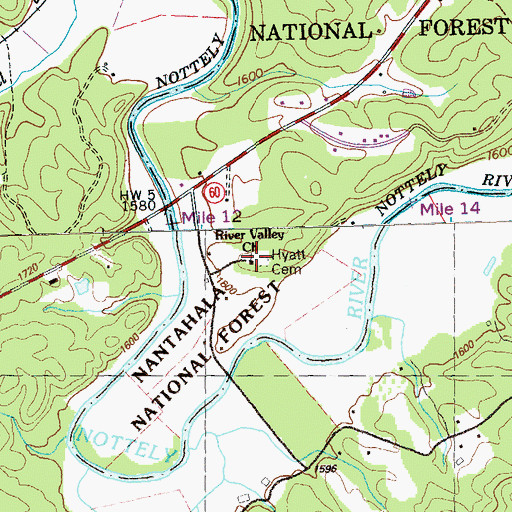 Topographic Map of River Valley Church, NC