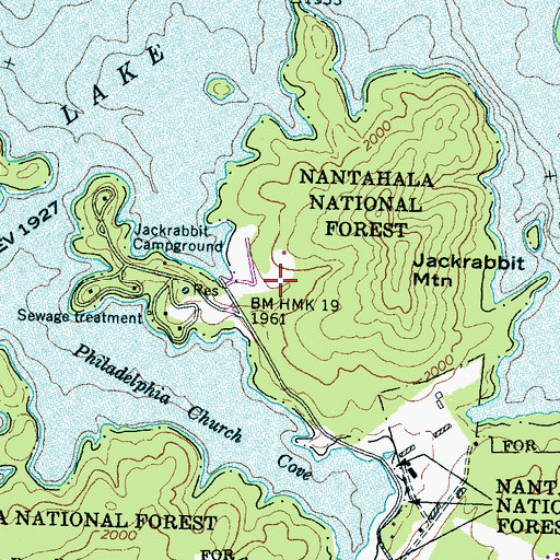 Topographic Map of Jackrabbit Mountain Picnic Area, NC