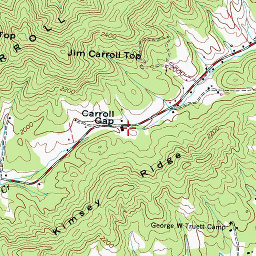 Topographic Map of Carroll Gap, NC