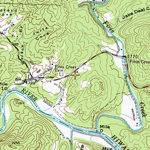 Topographic Map of Fires Creek Church, NC