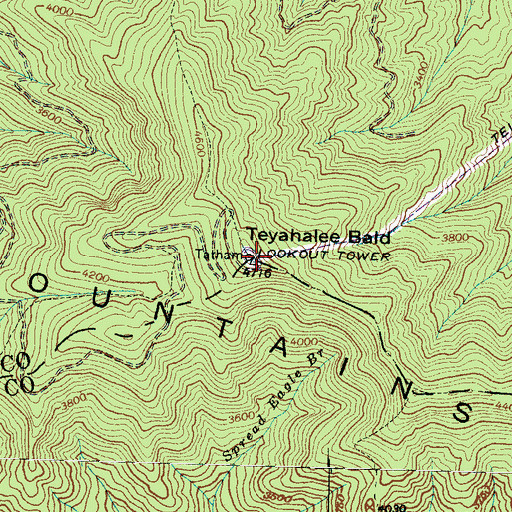 Topographic Map of Joanna Bald Fire Tower, NC