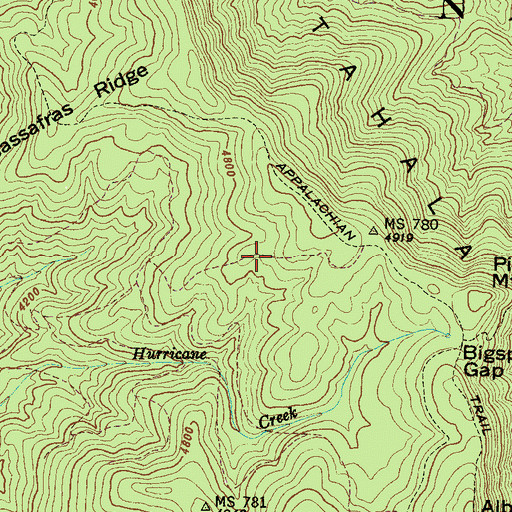Topographic Map of Hurricane Creek Trail, NC