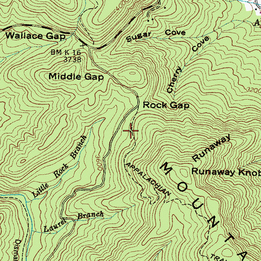 Topographic Map of Rock Gap Shelter, NC