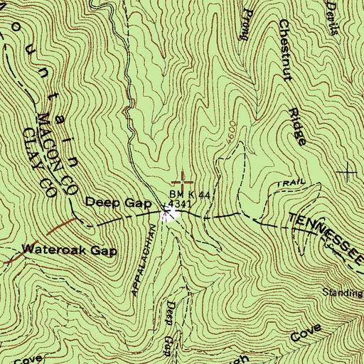 Topographic Map of Deep Gap Primitive Campground, NC