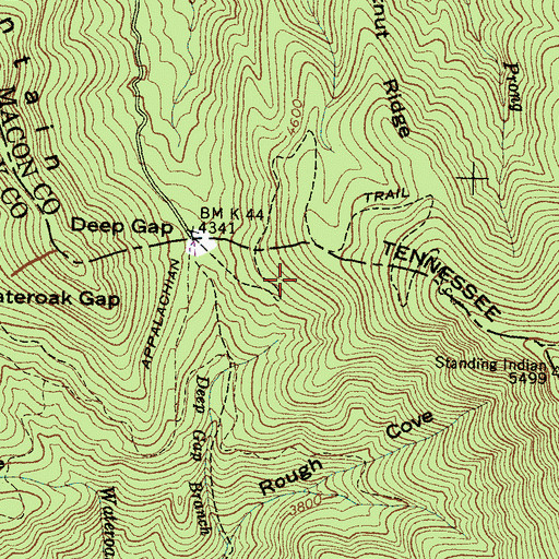 Topographic Map of Deep Gap Campground, NC