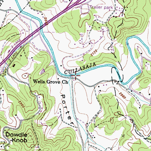 Topographic Map of Cove Branch, NC