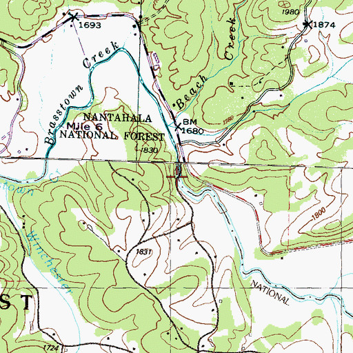 Topographic Map of Plott Mill, NC