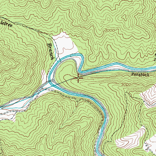 Topographic Map of Penstock, NC