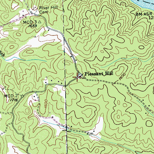 Topographic Map of Pleasant Hill Church, NC