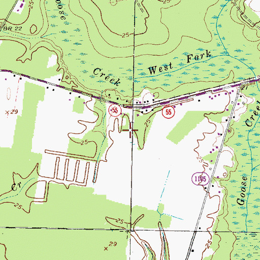 Topographic Map of WAZZ-FM (New Bern), NC