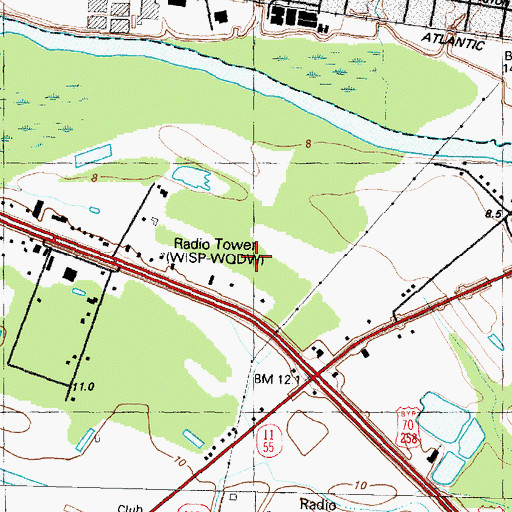 Topographic Map of WQDW-FM (Kinston), NC