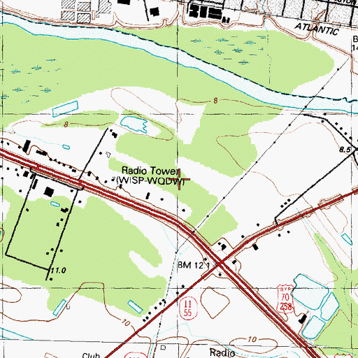 Topographic Map of WQDW-FM (Kinston), NC