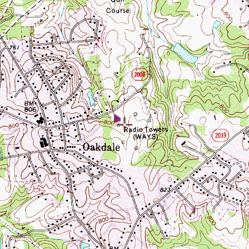 Topographic Map of WROQ-FM (Charlotte), NC