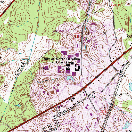 Topographic Map of WFAE-FM (Charlotte), NC