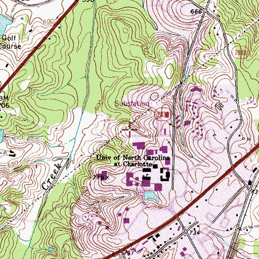 Topographic Map of WFAE-FM (Charlotte), NC