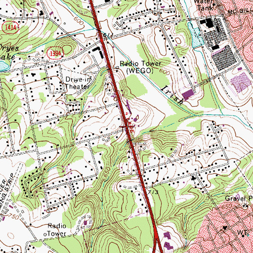 Topographic Map of WPEG-FM (Concord), NC