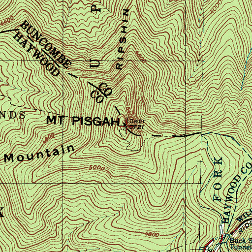 Topographic Map of WLOS-FM (Asheville), NC