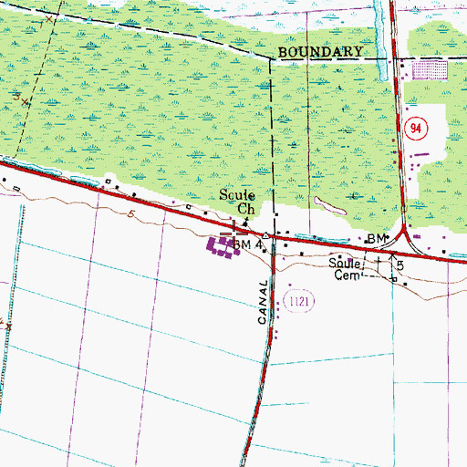 Topographic Map of WHYC-FM (Swan Quarter), NC