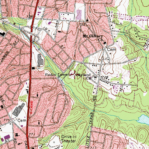 Topographic Map of WJZR-FM (Kannapolis), NC