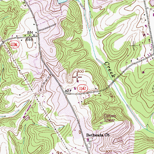 Topographic Map of WLVV-FM (Statesville), NC