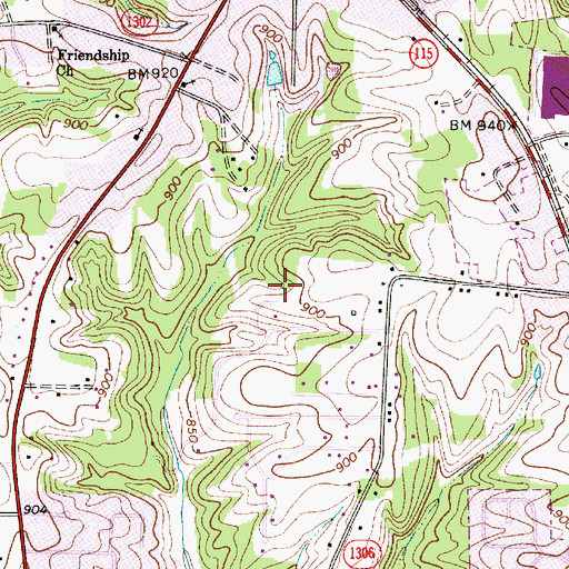 Topographic Map of WLVV-FM (Statesville), NC